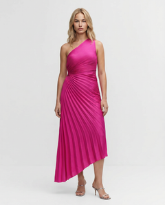 Ava | One Shoulder Midi Dress with Pleated Detail