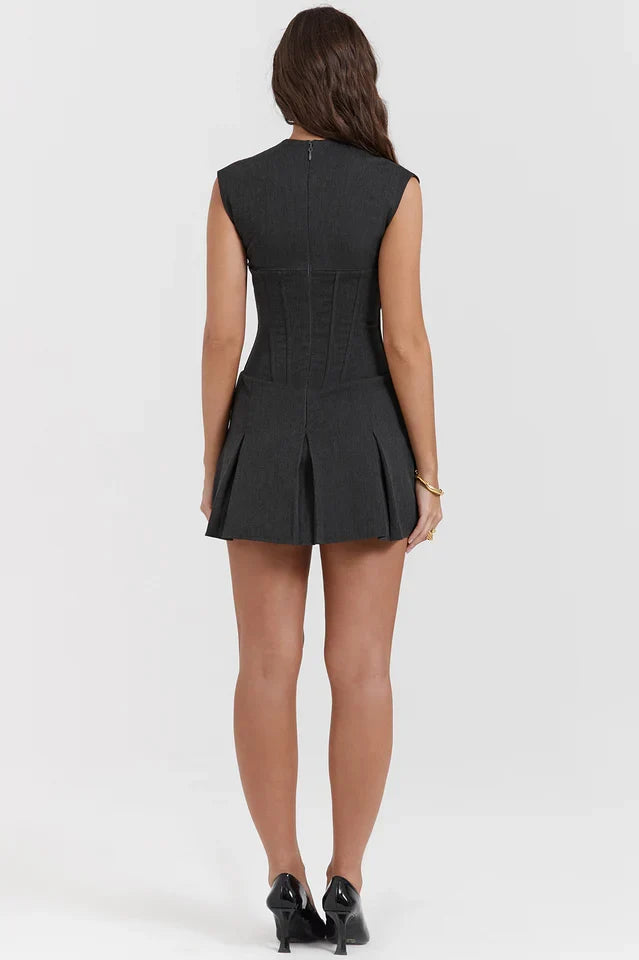 Nola | Mini Dress with Pleated Skirt and Structured Waist