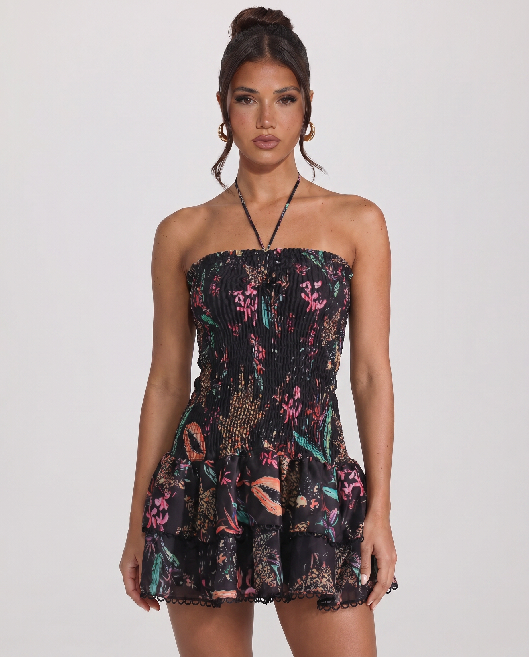 Kellie | Mini Dress with Floral Print and Ruffle Hem