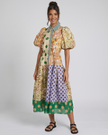 Effie | Midi Shirt Dress with Mixed Print Panels