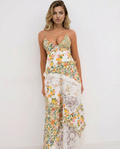 Gena | Maxi Dress with Floral Print and Lace Panels