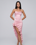 Brynlee | Midi Dress with Asymmetric Ruffle Hem