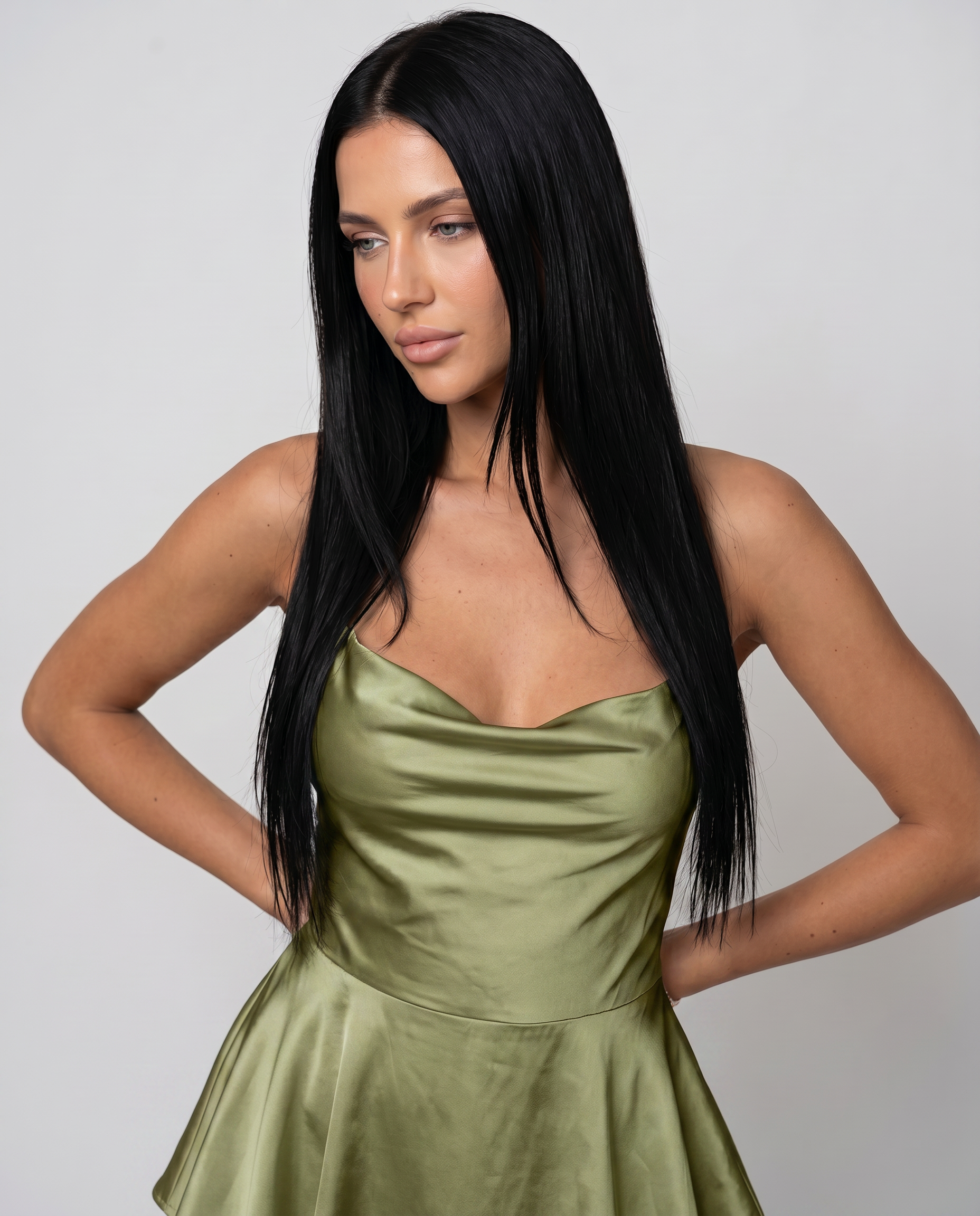 Lidia | Satin Playsuit with Open Back and Layered Shorts