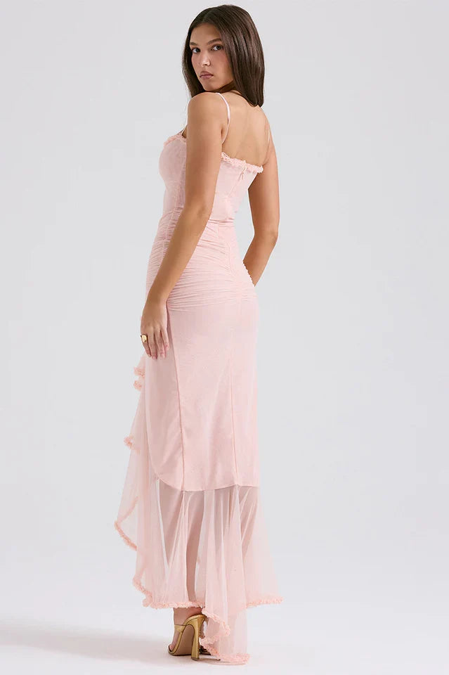 Ellen | Maxi Dress with Ruffle Detail and Front Cut-Out