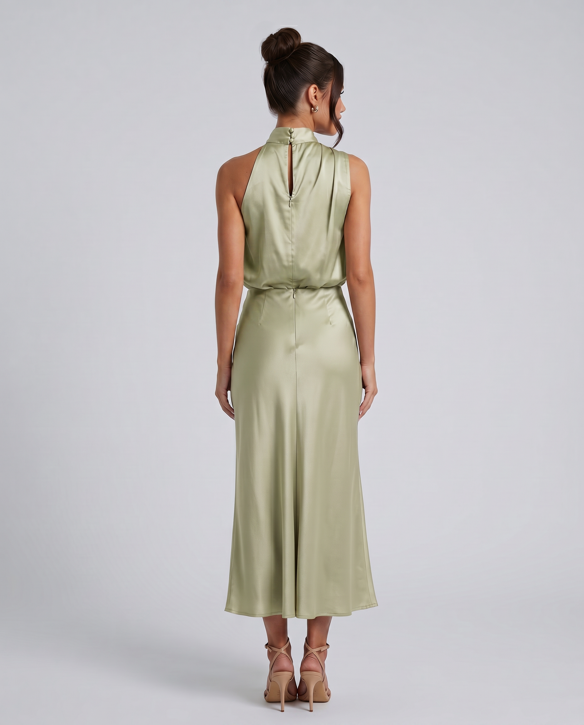 Francesca | Midi Dress with Draped Halter Neckline