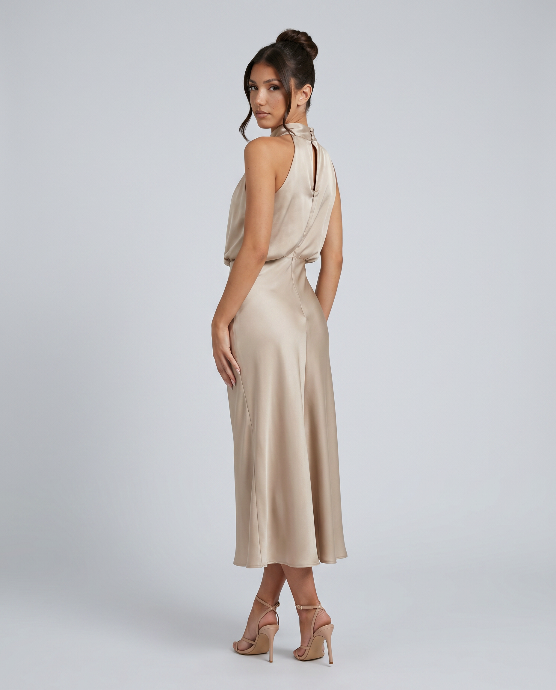 Francesca | Midi Dress with Draped Halter Neckline