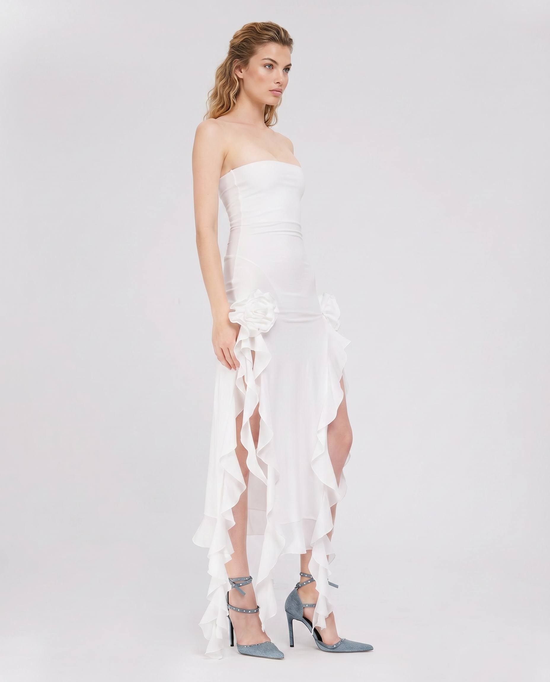 Jane | Midi Dress with Ruffle Tulle Panels