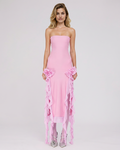 Jane | Midi Dress with Ruffle Tulle Panels