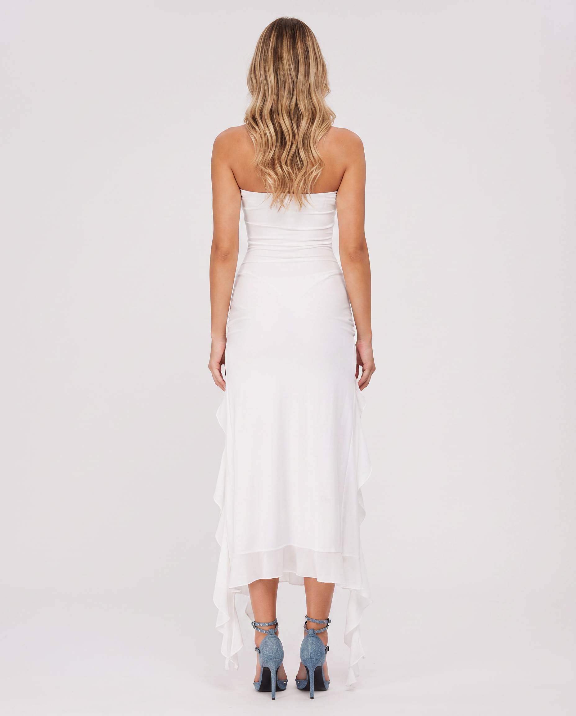 Jane | Midi Dress with Ruffle Tulle Panels