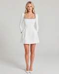 Olive | Mini Dress with Square Neck and Embellished Trim