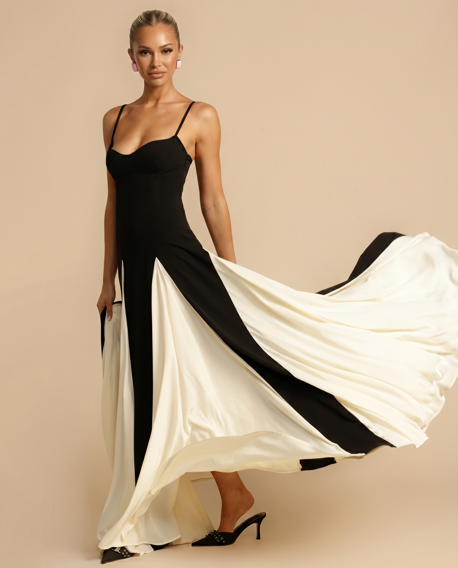 Lupe | Maxi Dress with Contrast Panel Skirt