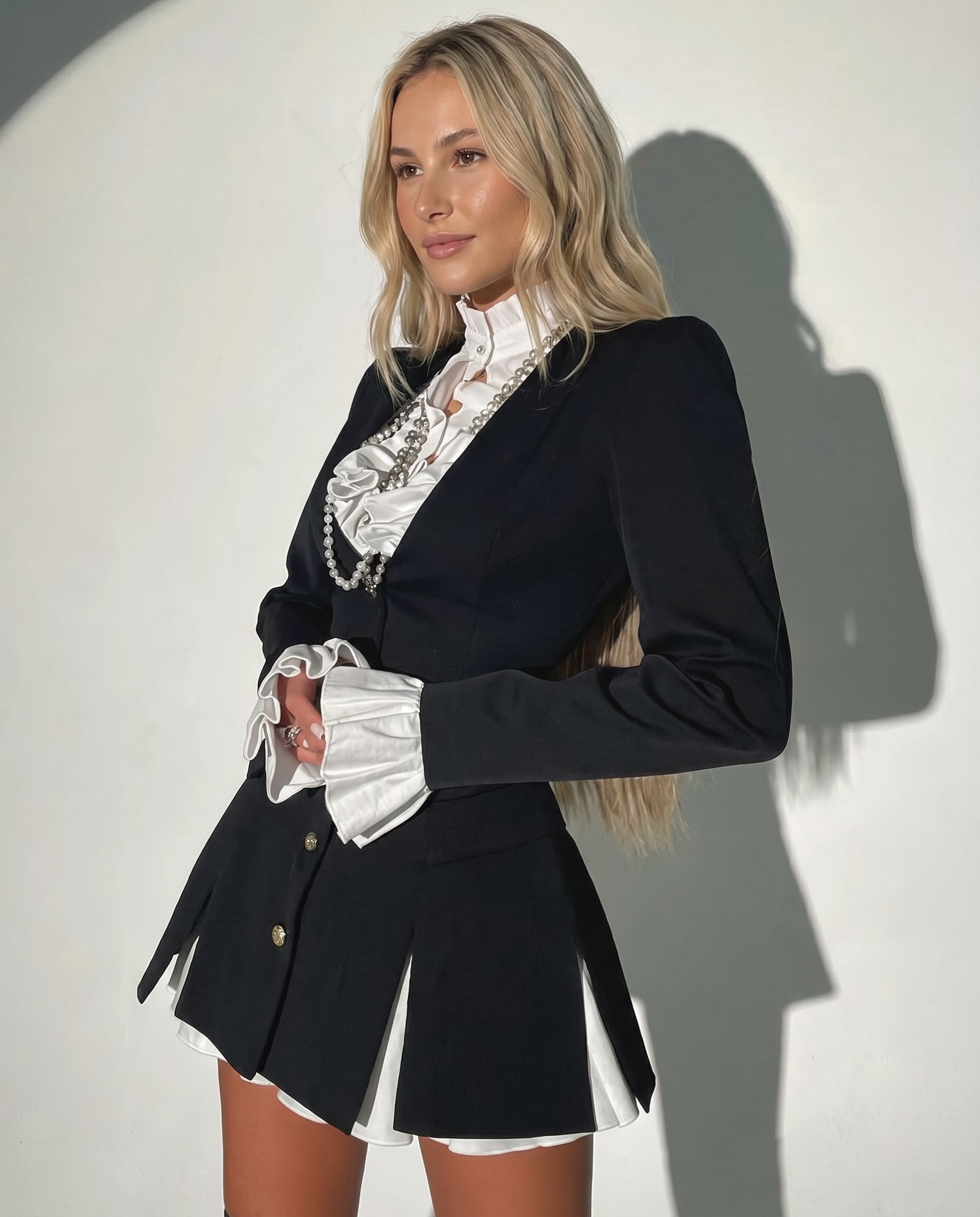 Tenley | Mini Shirt Dress with Ruffle Detail