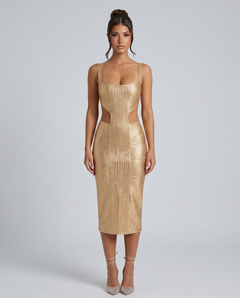 Shelia | Midi Bodycon Dress with Cut-Out Waist