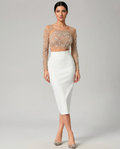 Motina | Two-Piece Set with Pearl Mesh Crop Top