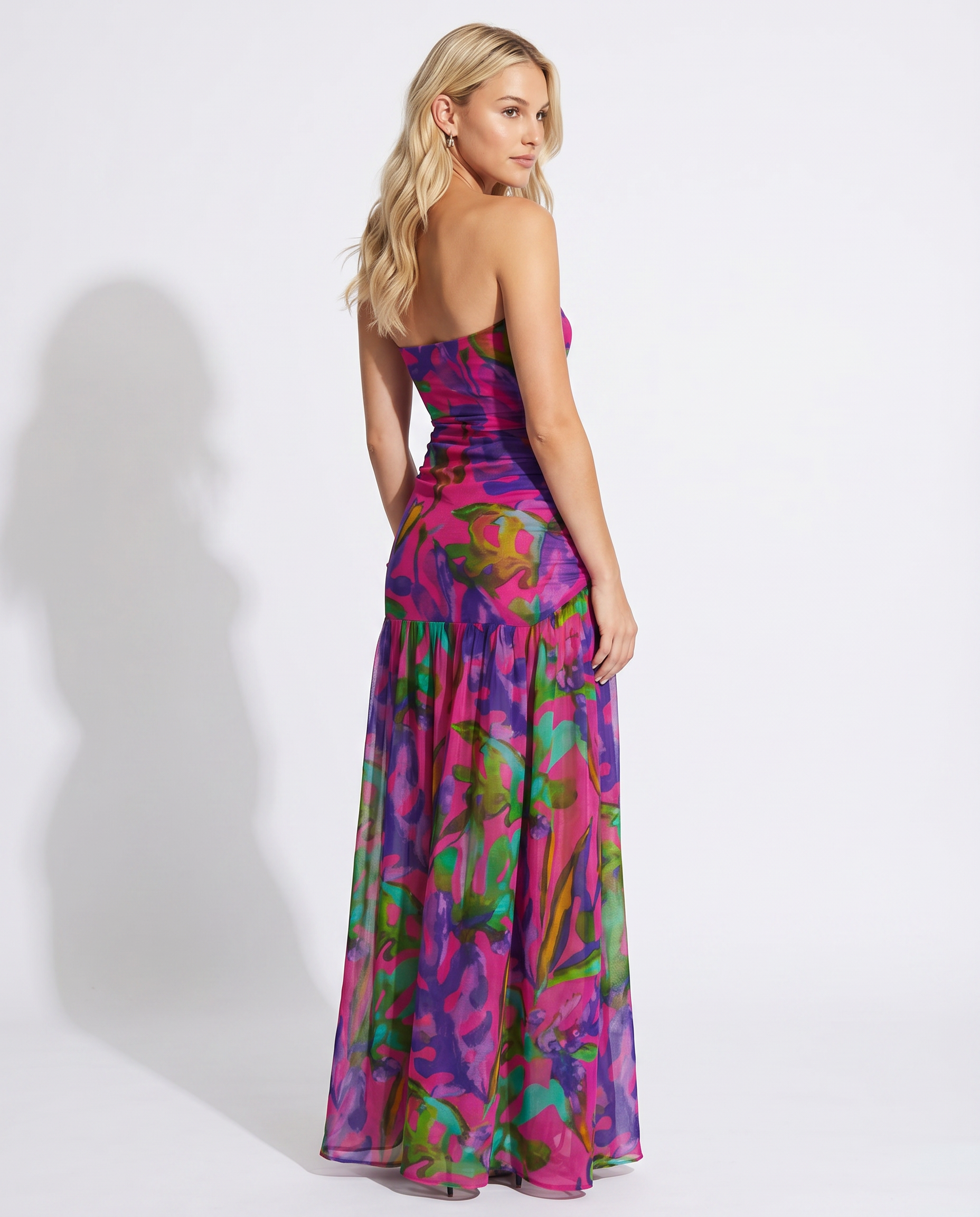 Lucille | Strapless Maxi Dress with Sheer Skirt
