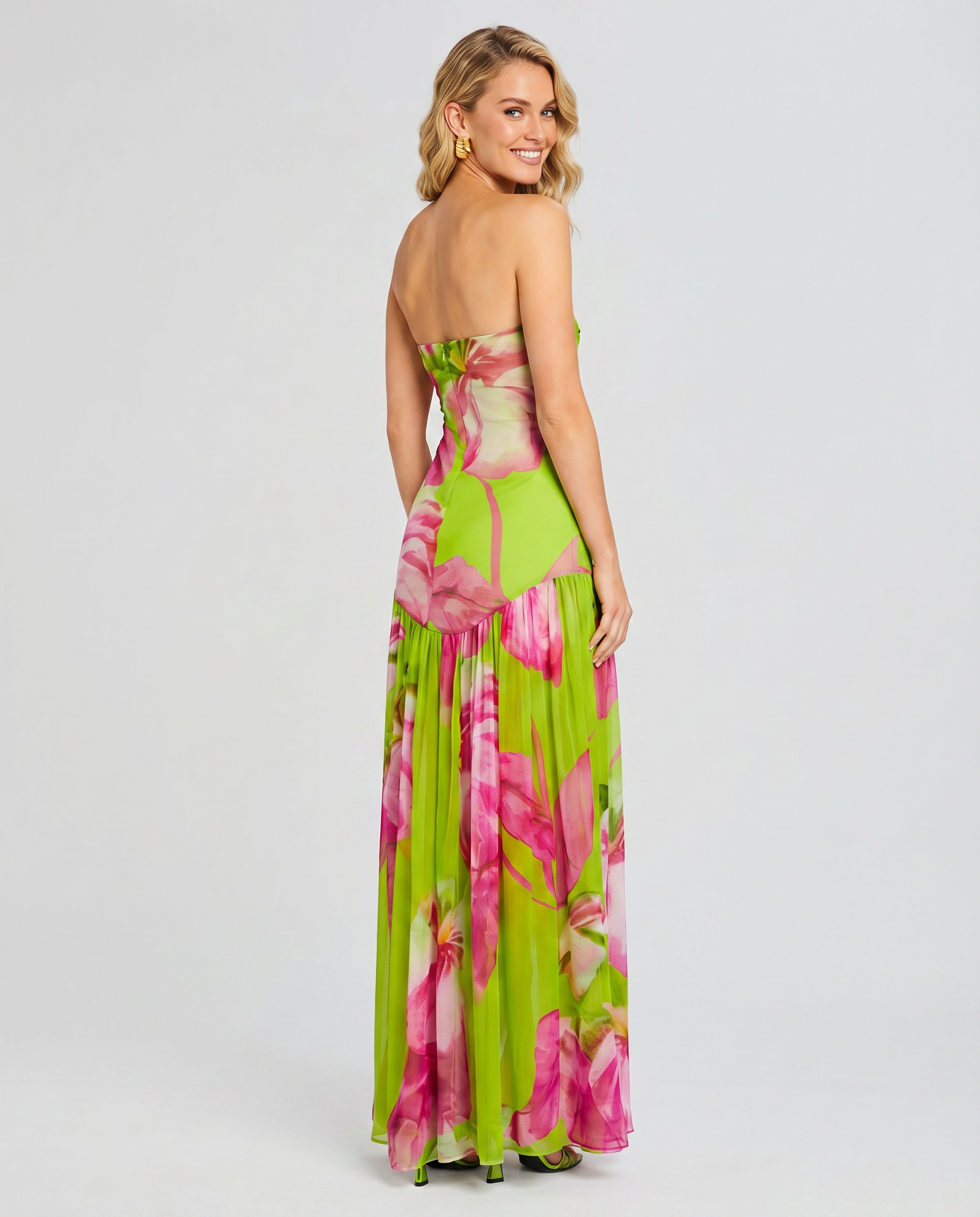 Lucille | Strapless Maxi Dress with Sheer Skirt