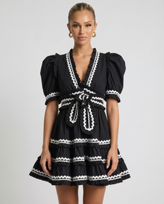 Nellie | Mini Dress with Puff Sleeves and Ruffle Trim