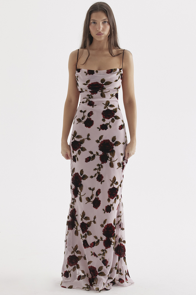 Landry | Maxi Dress with Open Back and Draped Neckline