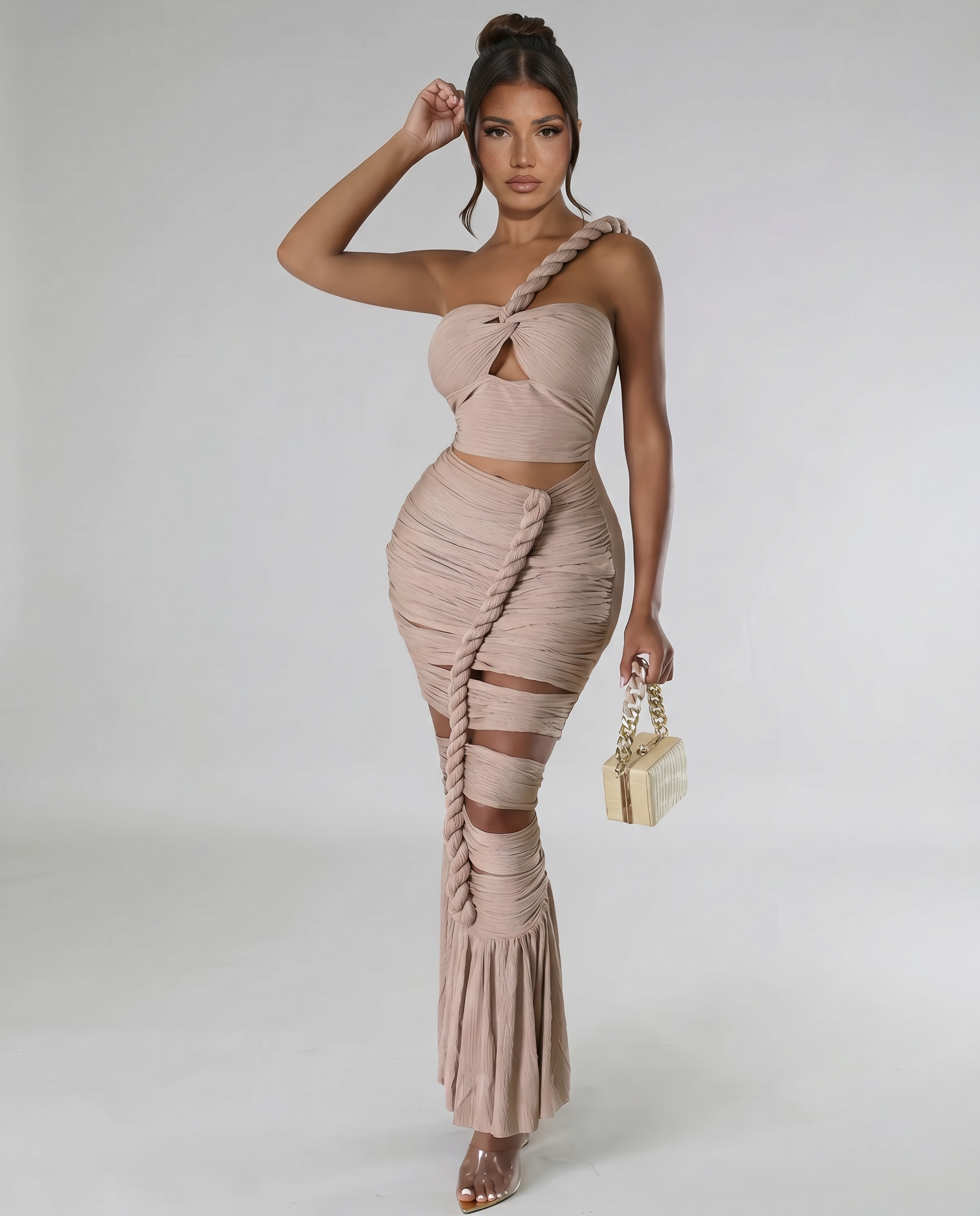 Silvia | Strapless Maxi Dress with Cut-Out Details