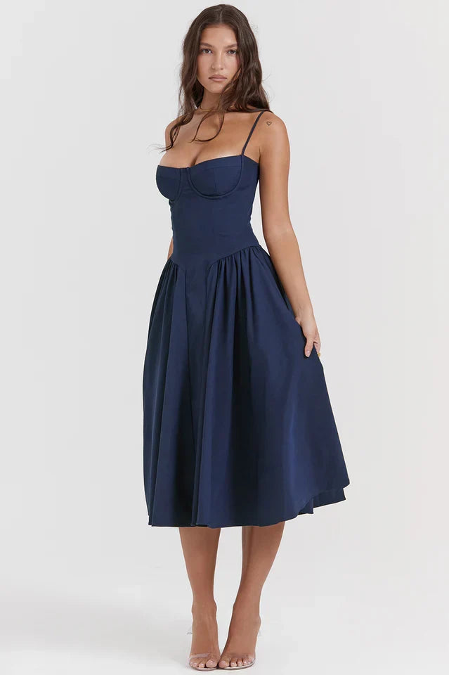 Thelma | Midi Sundress with Corset Bodice