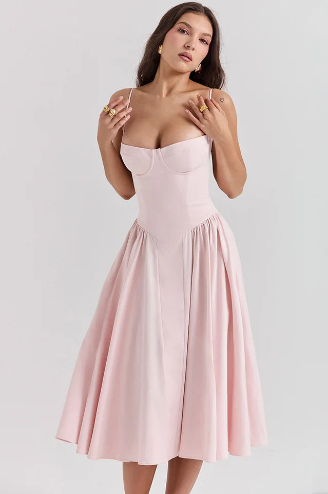 Thelma | Midi Sundress with Corset Bodice