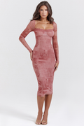 Seraphina | Midi Dress with Lace-Up Back and Printed Mesh
