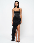 Carmen | Asymmetric Midi Dress with Lace Corset