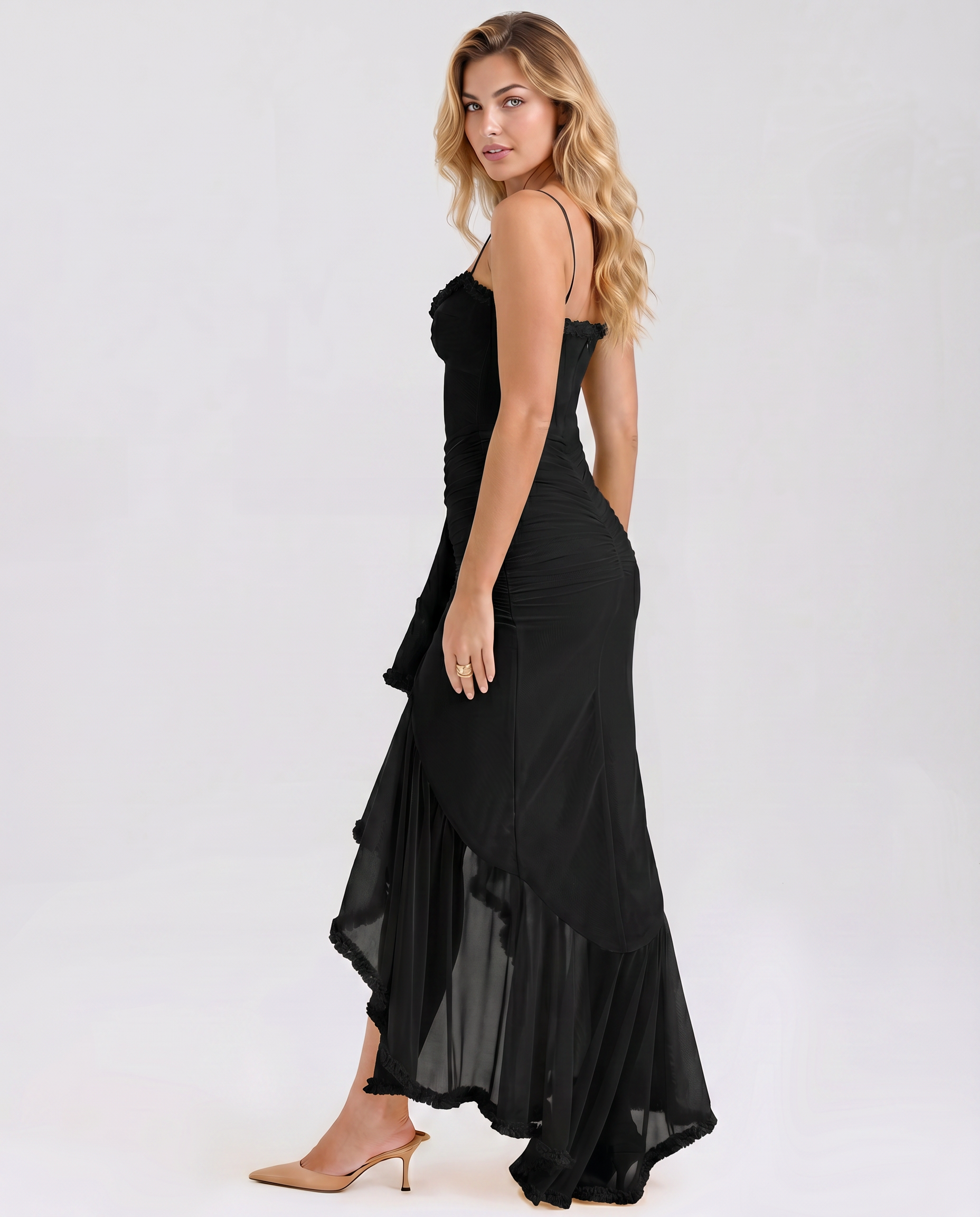 Leah | High-Low Dress with Ruffled Front