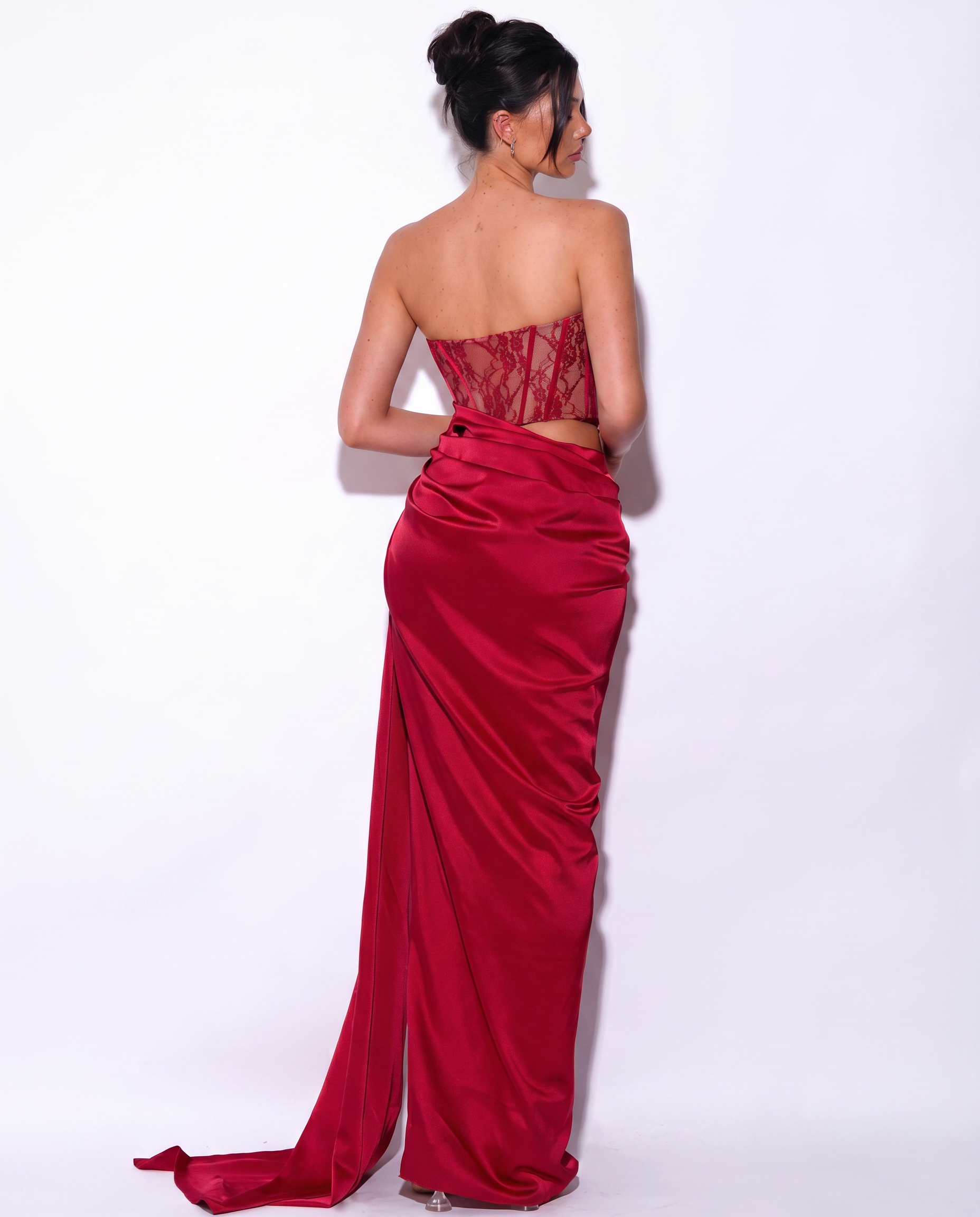 Gloria | Maxi Dress with Lace Corset and High Slit