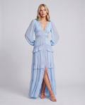Lorie | Maxi Dress with Ruffle Skirt and Long Sheer Sleeves