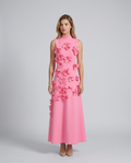 Shelia | Maxi Dress with Floral Appliqué and High Neck