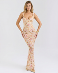 Tracie | Maxi Dress with Floral Print and Bustier Bodice