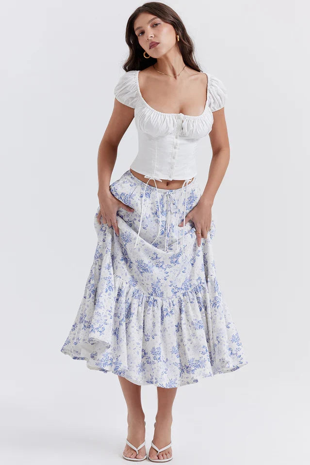 Jessie | Two-Piece Set with Corset Top and Midi Skirt