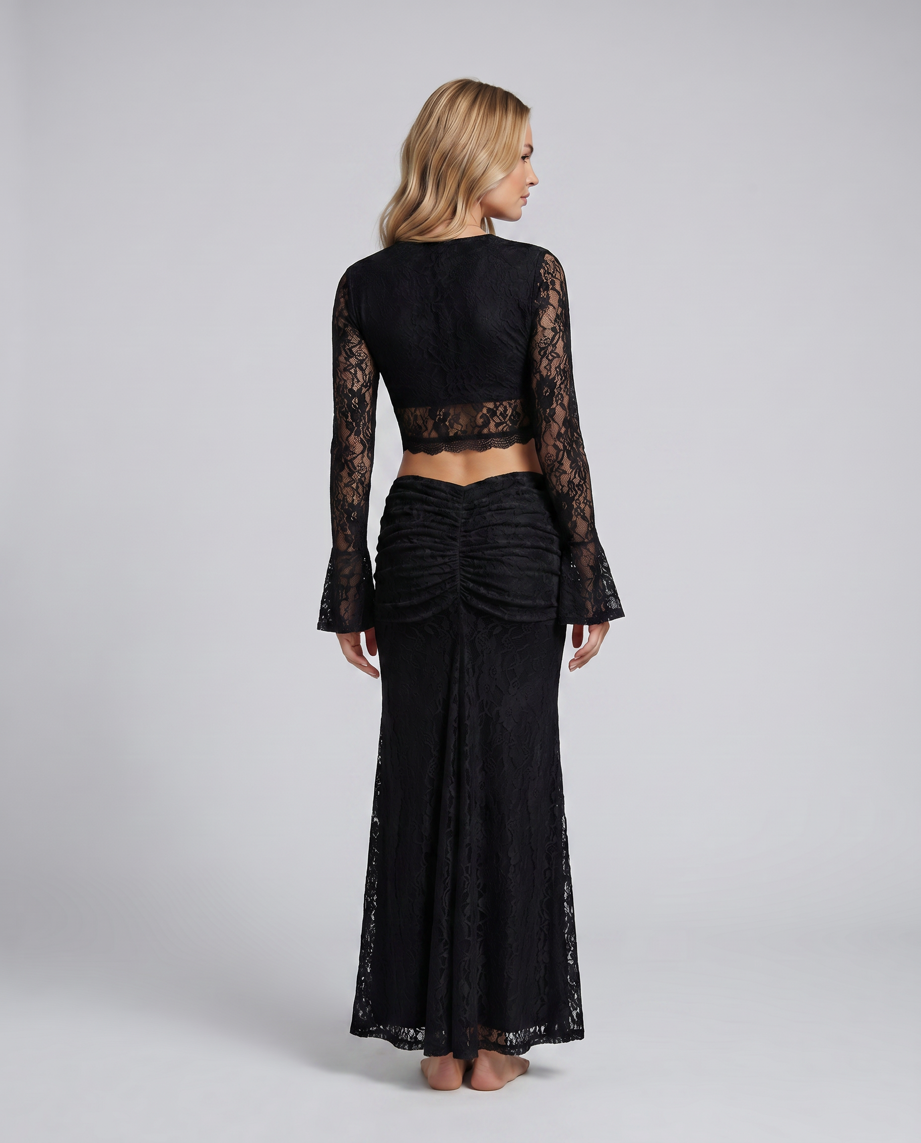 Beverly | Sheer Lace Top and Maxi Skirt Set