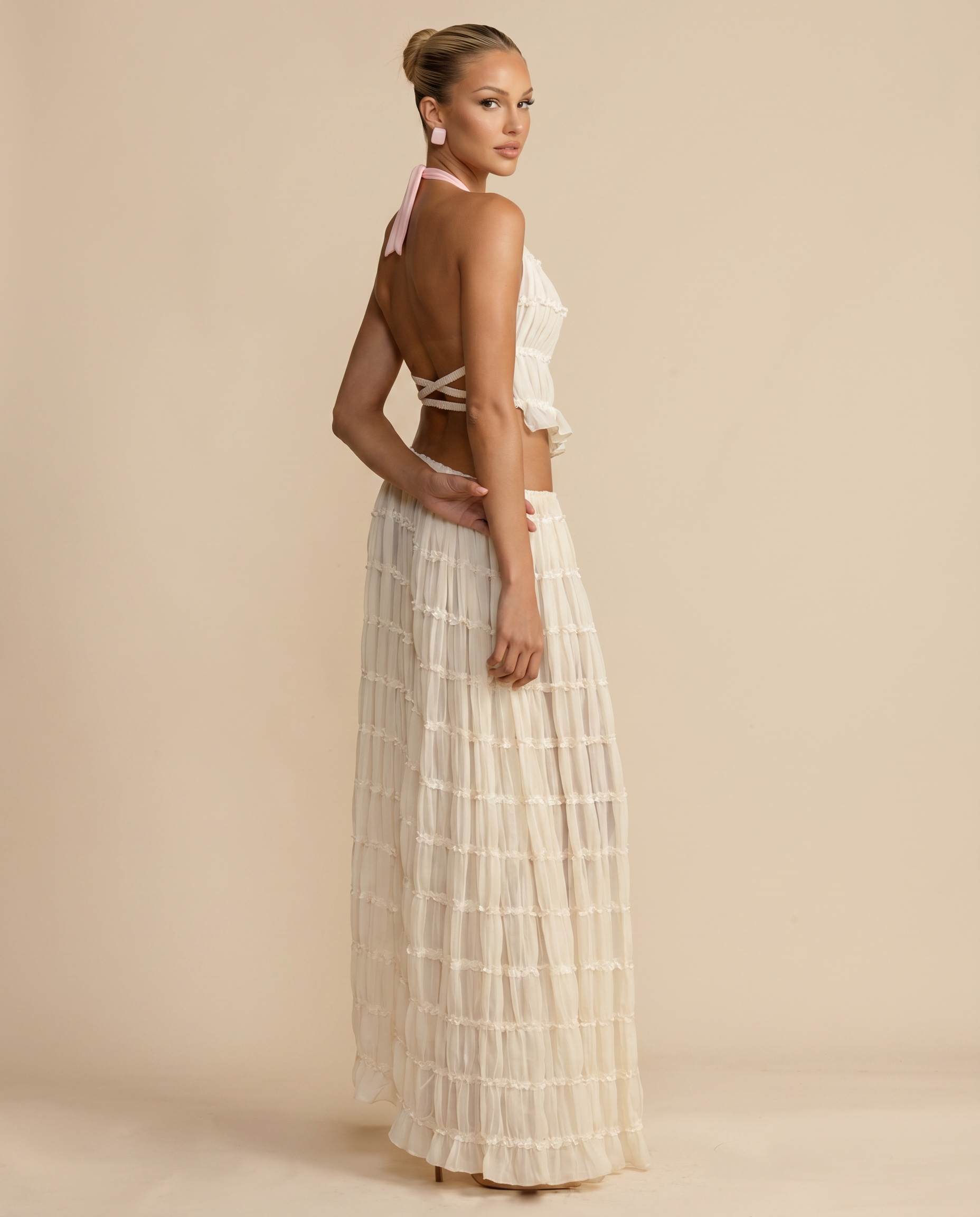 Bella | Halter Top and Pleated Maxi Skirt Set