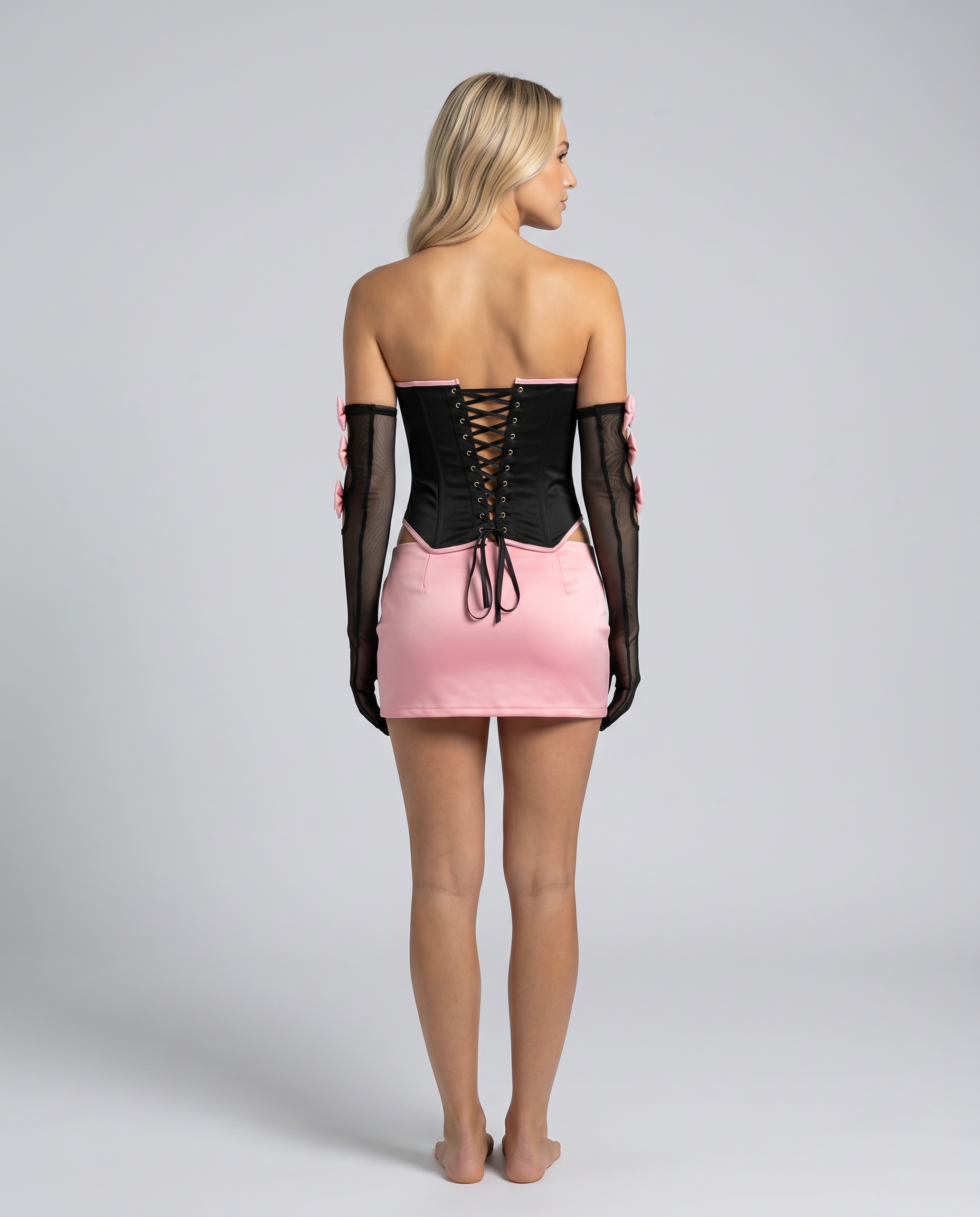 Aven | Corset Top and Mini Skirt Set with Bow Detail