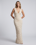 Evania | Sleeveless Maxi Dress with 3D Floral Appliqué