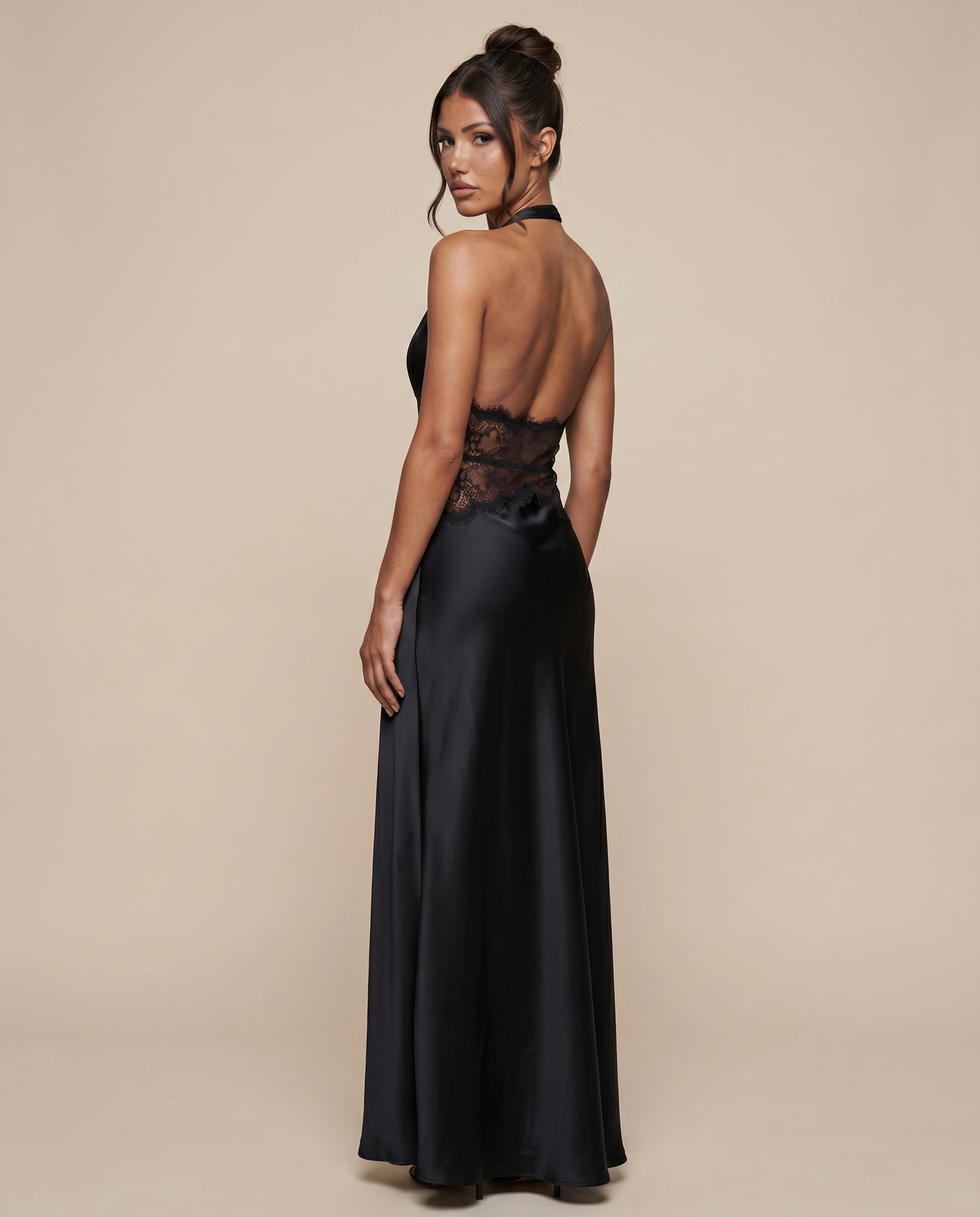 Lenora | Maxi Dress with Lace Waist and Open Back