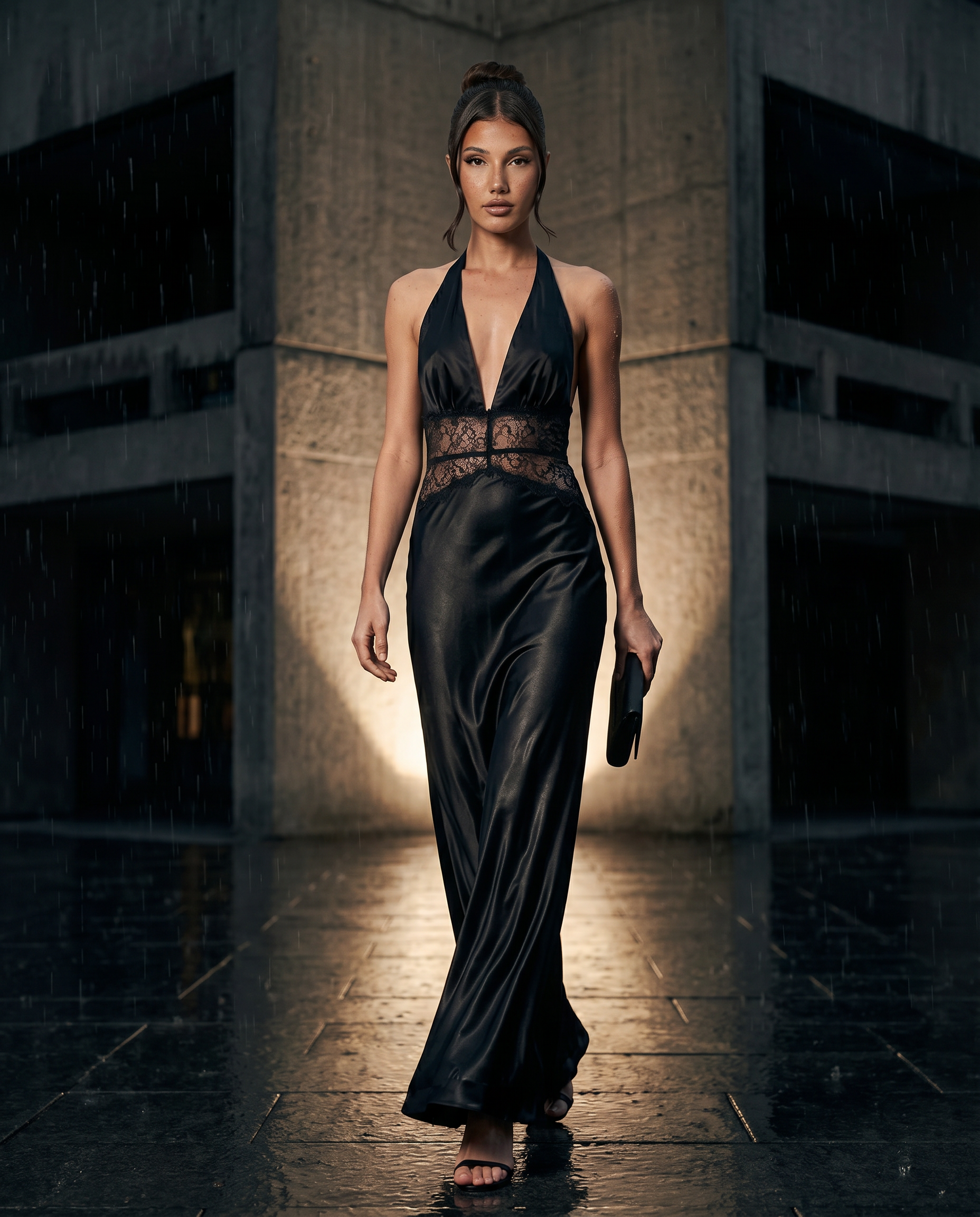 Lenora | Maxi Dress with Lace Waist and Open Back