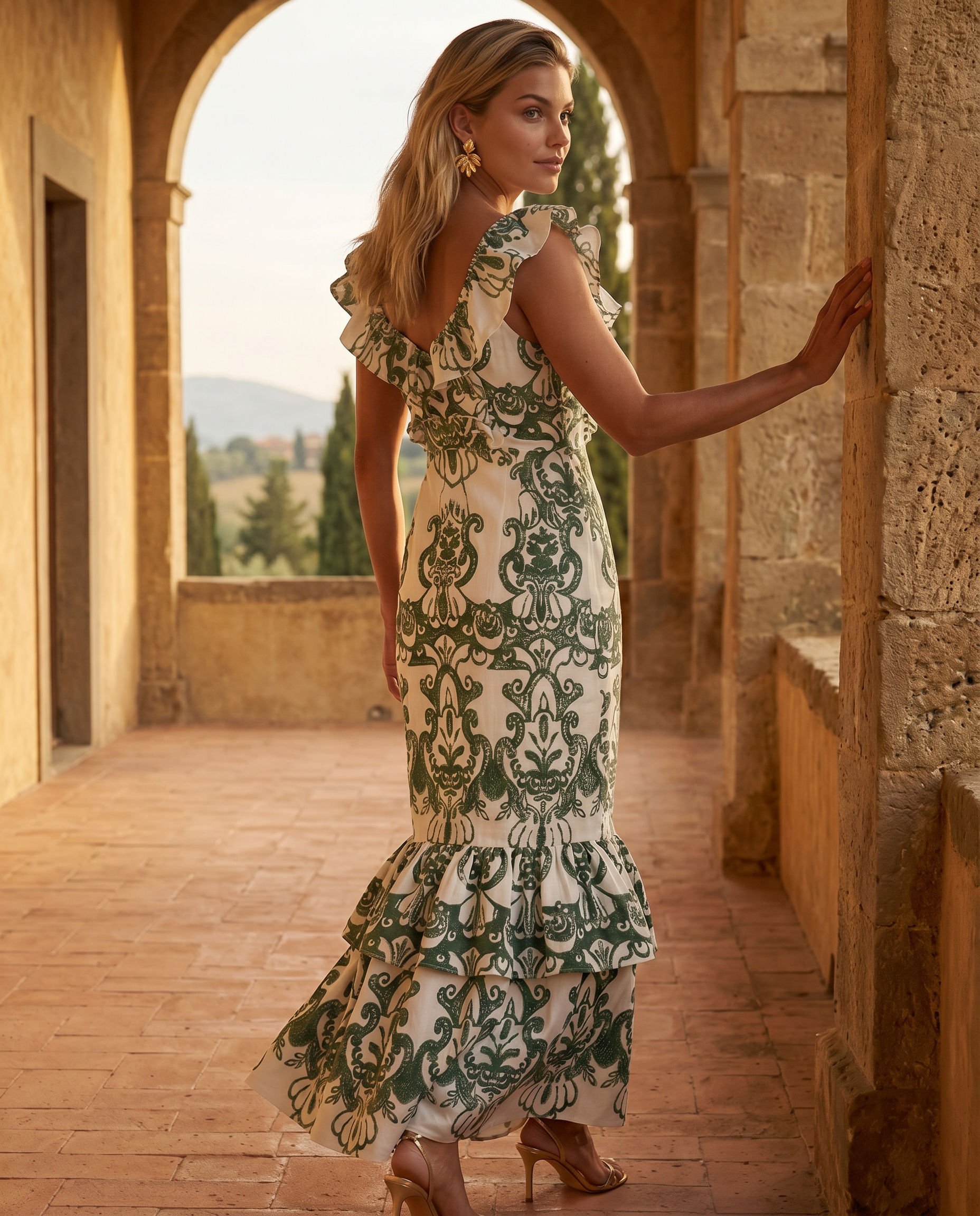 Jim | Maxi Dress with Ruffle Trim and Embroidered Detail