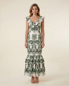 Jim | Maxi Dress with Ruffle Trim and Embroidered Detail