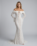 Claud | Maxi Dress with Off-Shoulder Lace and Bell Sleeves