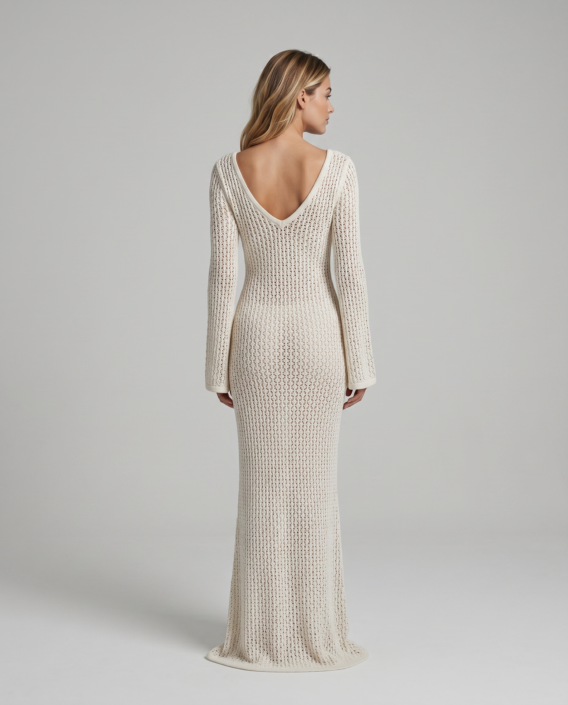 Luxa | Crochet Maxi Dress with Hook-and-Eye Front Detail