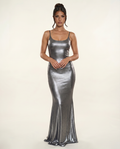 Iris | Maxi Dress with Metallic Finish and Side Slit