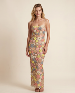 Josie | Maxi Dress with 3D Floral Embroidery