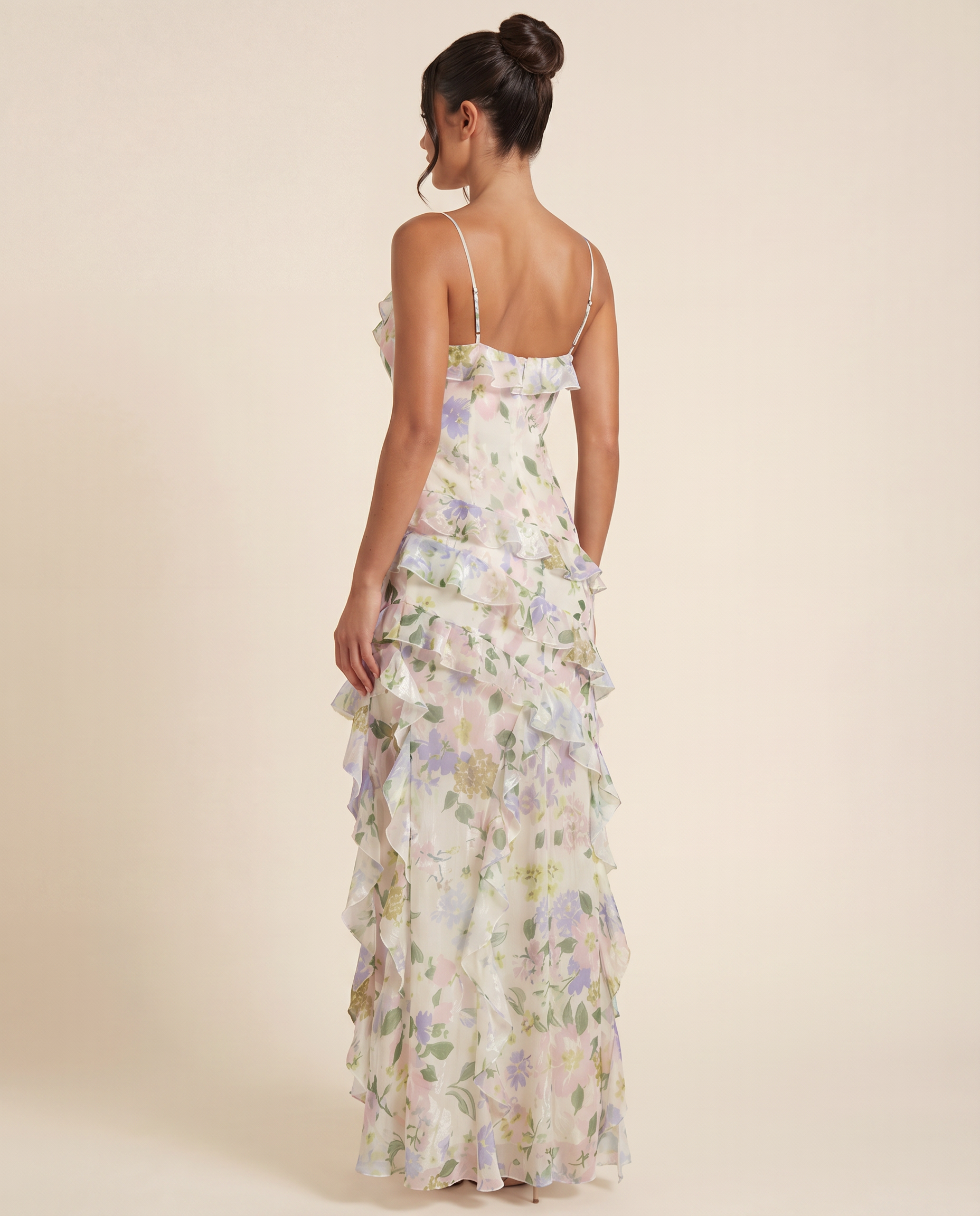 Drusilla | Floral Maxi Dress with Asymmetrical Ruffles