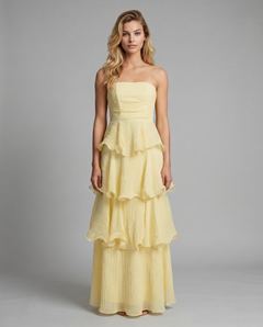 Azalea | Strapless Maxi Dress with Tiered Ruffle Skirt
