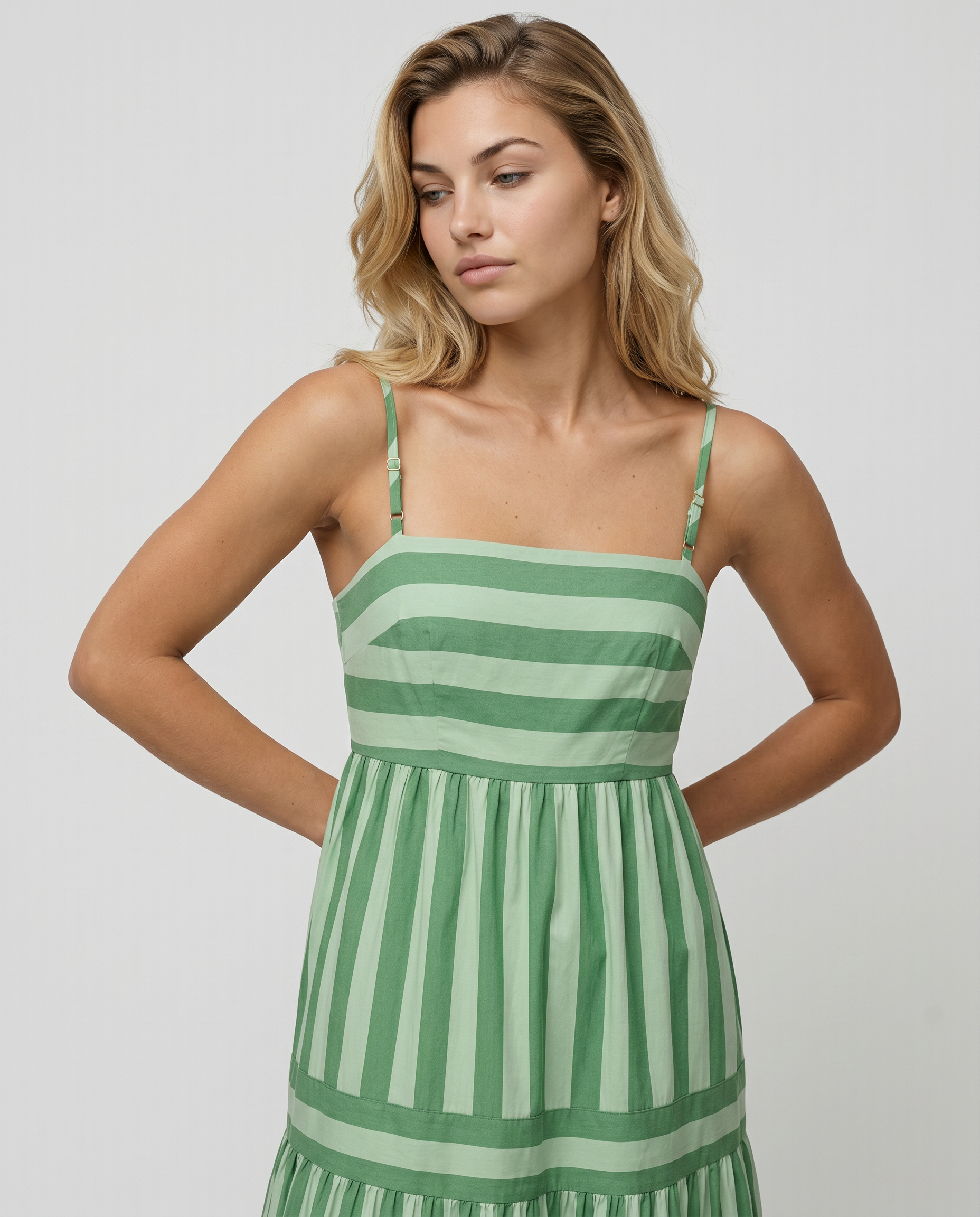 Jasper | Maxi Dress with Striped Tiered Skirt