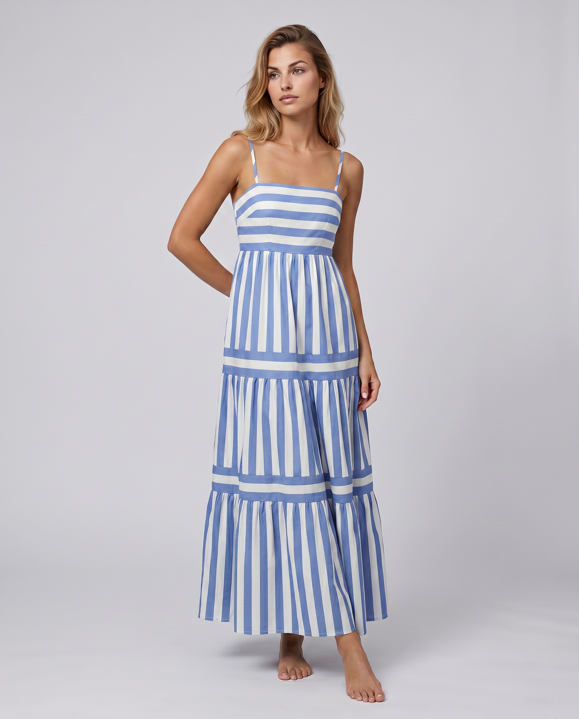 Jasper | Maxi Dress with Striped Tiered Skirt