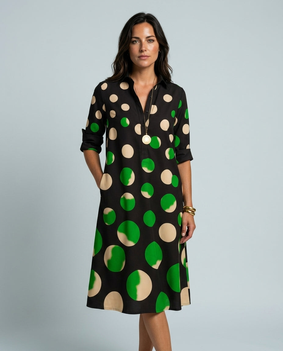 Ines | Polka Dot Print Midi Dress